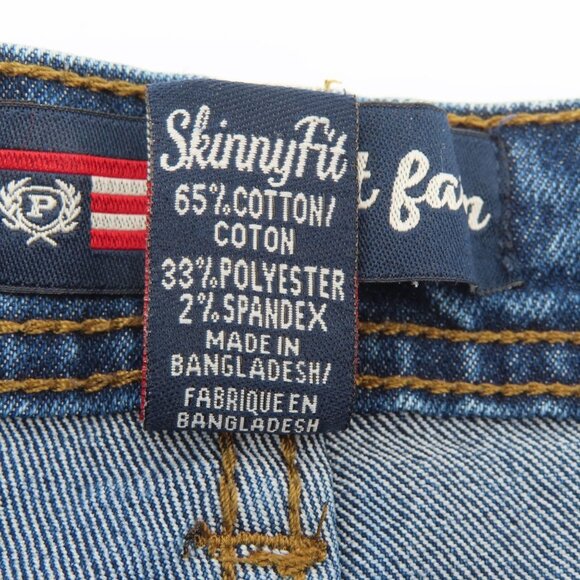 Phat Farm Boys 6 Skinny Fit Moto Motorcycle Jeans Distressed Patches Blue Denim - Picture 9 of 12